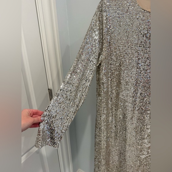 Show Me Your MuMu Silver Sequin Long Sleeve Dress - Picture 6 of 8